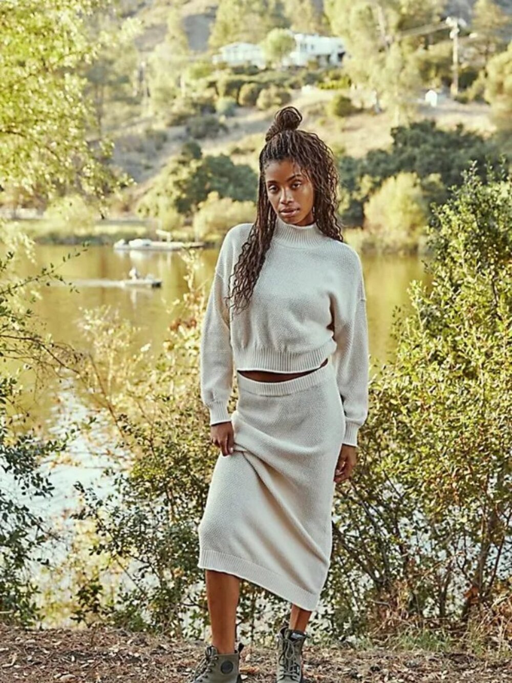 Free people Hailee Sweater Shirt/Skirt Set Size XL